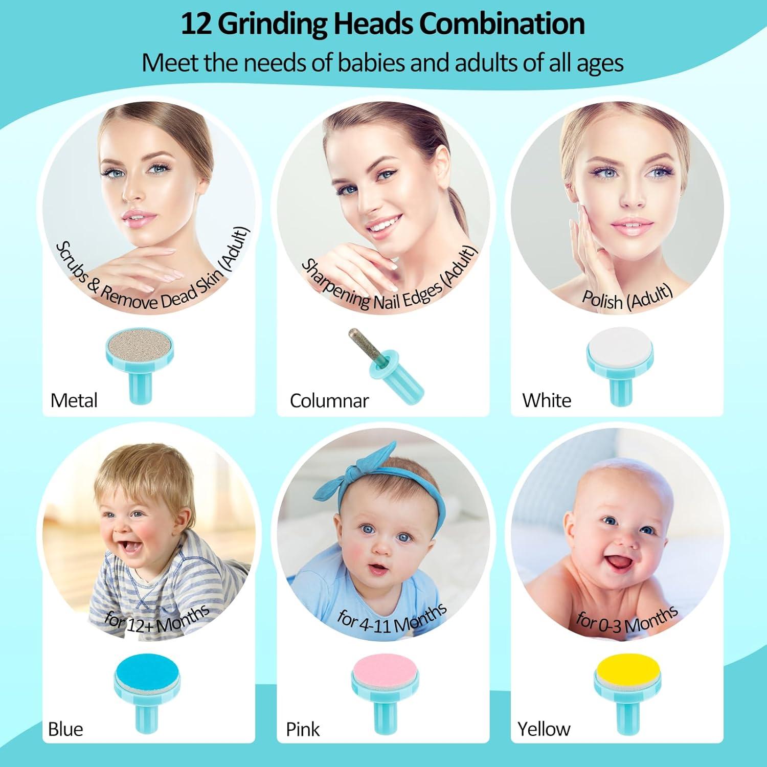 Pulidor de Uñas para Bebés | Set Eléctrico Suave y Seguro con 6 Cabezales