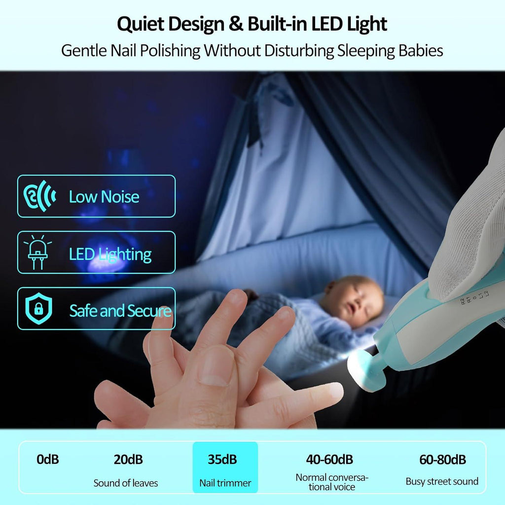 Pulidor de Uñas para Bebés | Set Eléctrico Suave y Seguro con 6 Cabezales
