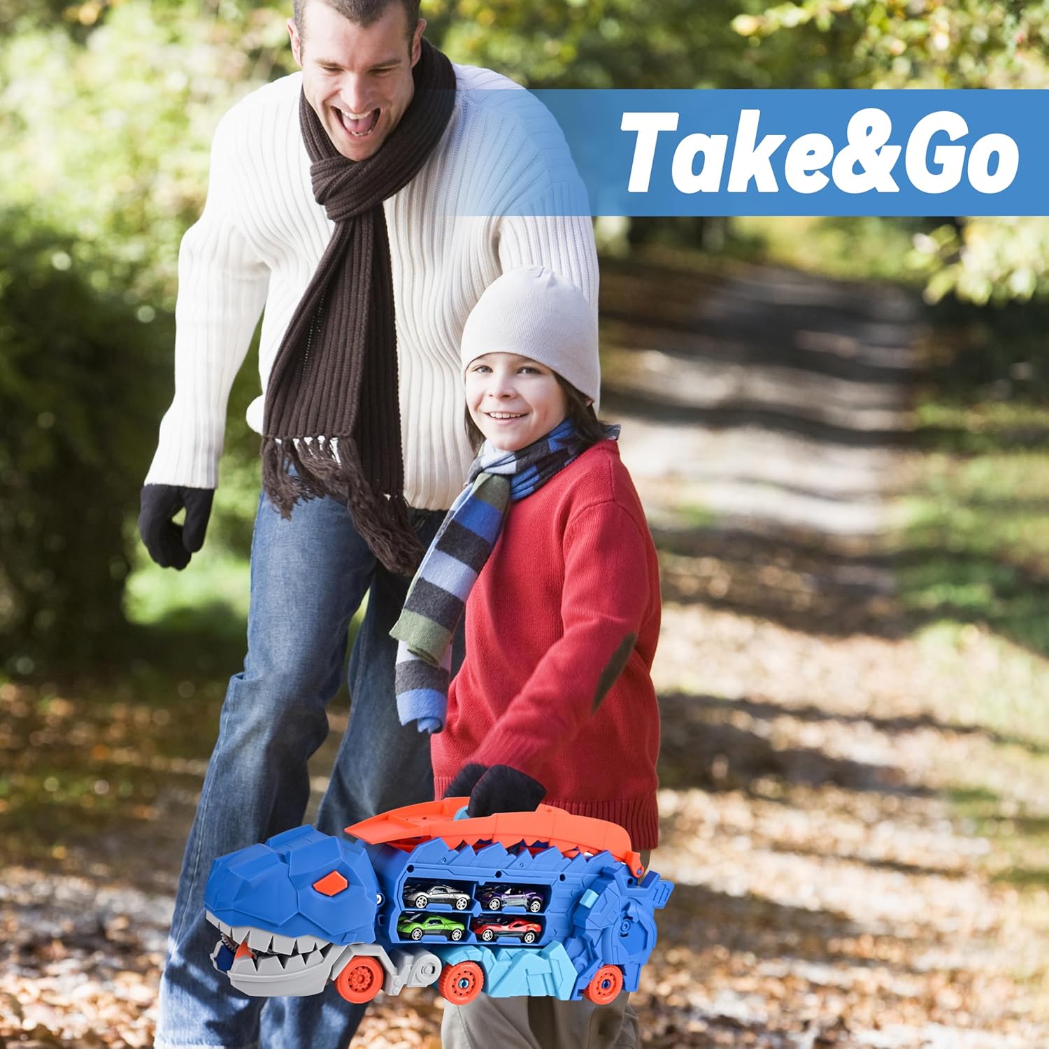 Carro Dinosaurio Devorador de Autos con Pista Deslizante